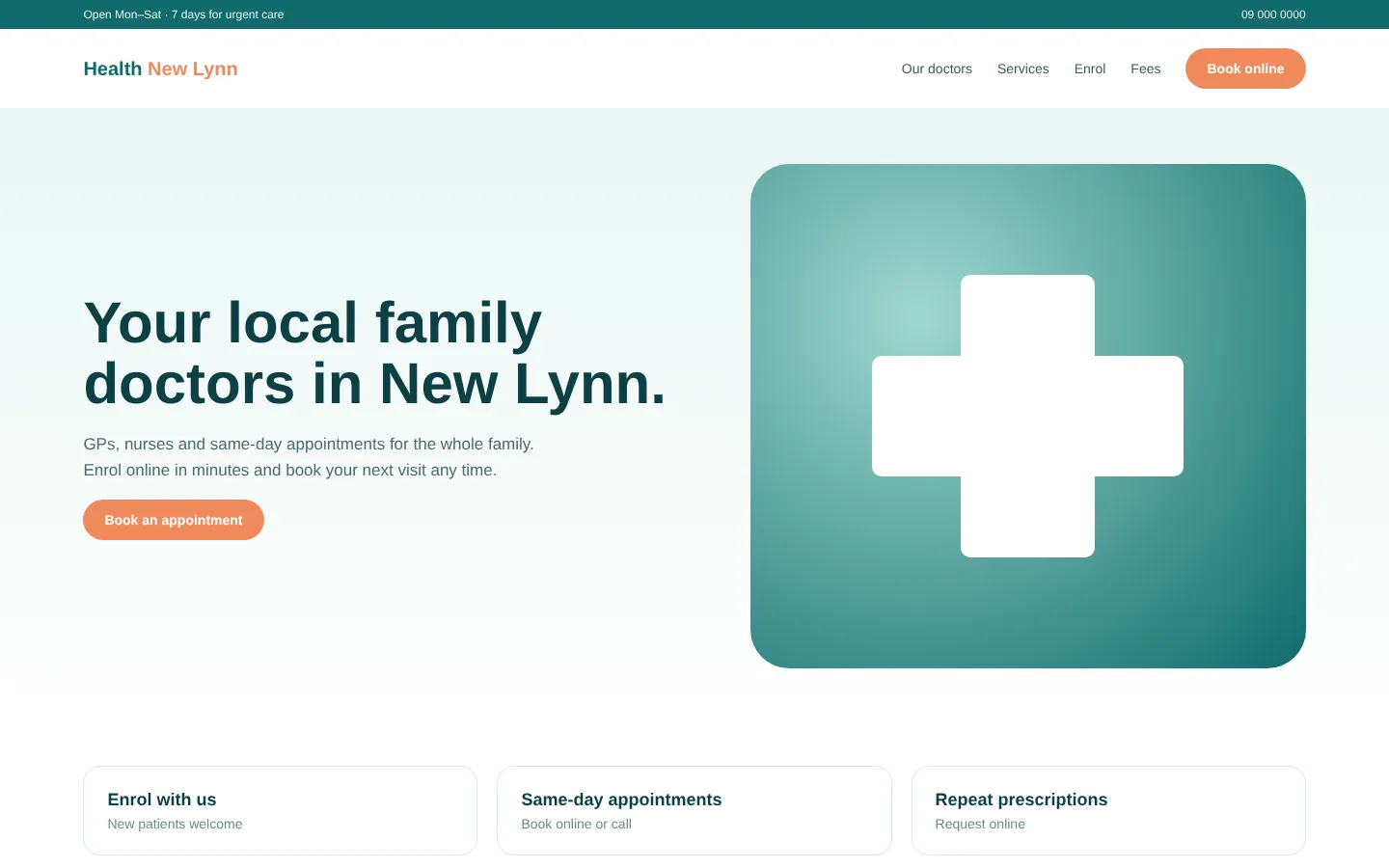 Health New Lynn website on desktop